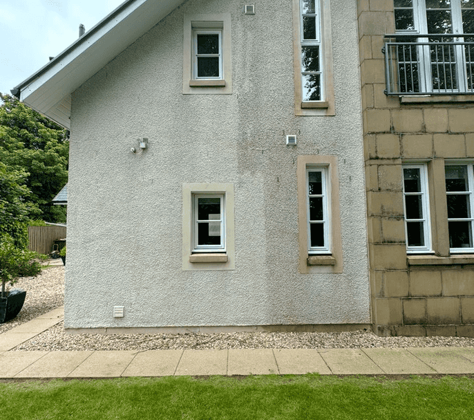 Wimpey styled house from the 80s after the exterior and the driveway been power washed